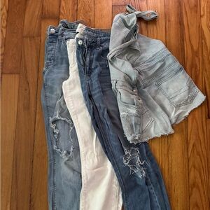 American Eagle Outfitters Women's Skinny Jeans - Blue, White, Gray